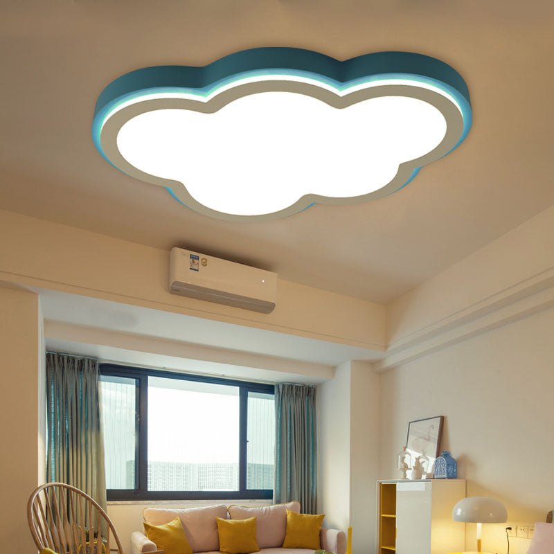 Blue Acrylic Shade Flush Mount Lamp Modernist LED Blue Flush Ceiling Light Fixture in Warm/White Light for Child Bedroom