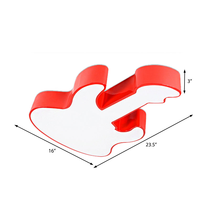 Rot/Orange Gitarren-Deckenleuchte, moderne LED-Acryl-Deckenleuchte für den Kindergarten, warmes/weißes Licht