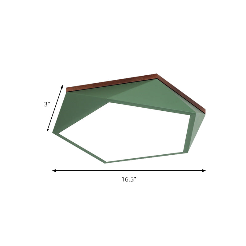 Luz de techo geométrica de 16,5 "/20,5" de ancho, lámpara LED de montaje empotrado minimalista de Metal verde con difusor acrílico para sala de estar