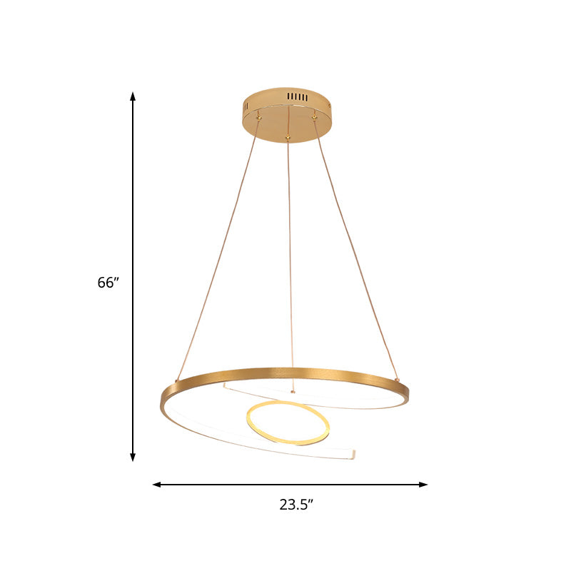 18"/23.5" Wide Twist Chandelier Lamp Modern Acrylic LED Gold Hanging Pendant Lamp in White/Warm Light for Living Room