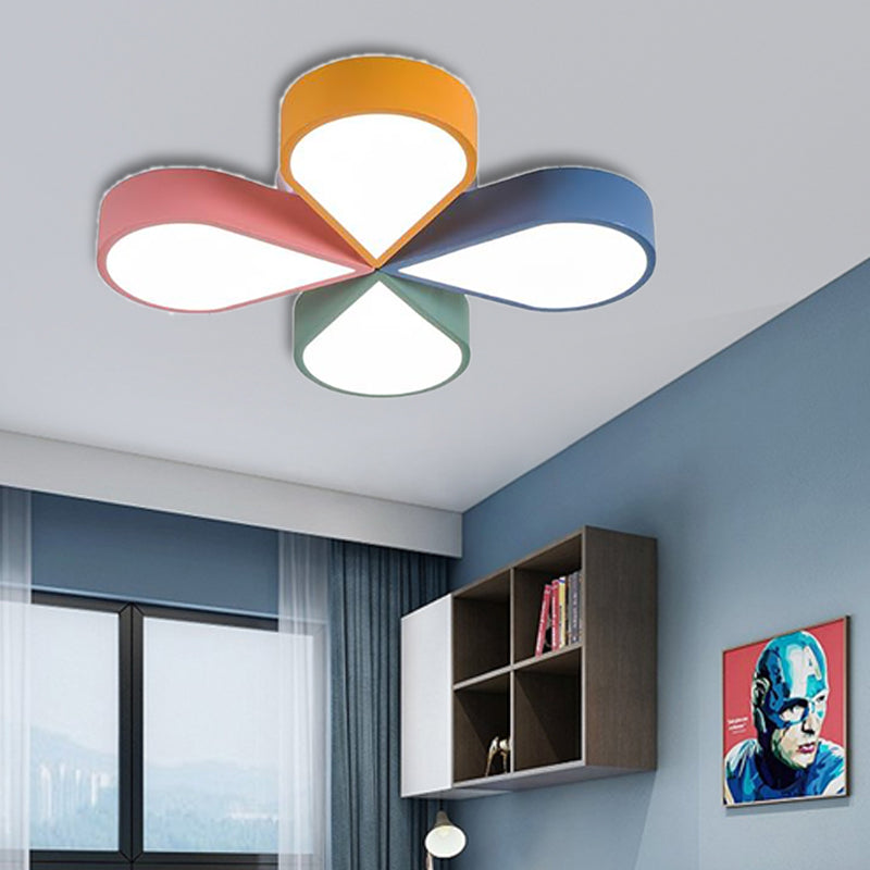 Diseño de flor/molino de viento, iluminación empotrada, lámpara de techo LED acrílica moderna de color amarillo y verde con luz blanca/cálida