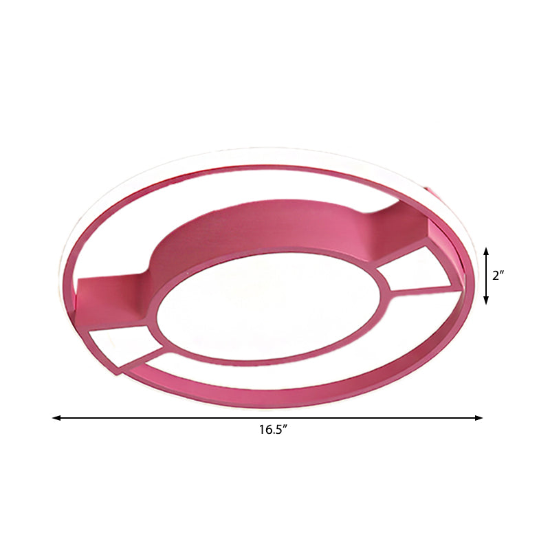 Metalen Ring Flushmount Lamp Hedendaagse Led Flush Hanger Light met Candy Design in Blue/Pink voor kinderkamer