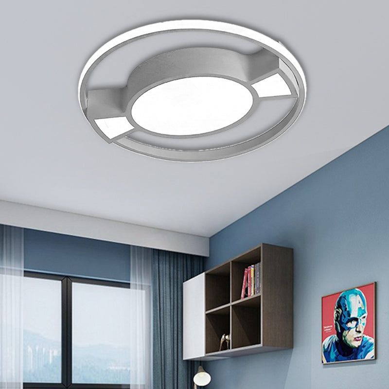 Metal Ring Flushmount Lamp Contemporary LED Flush Pendant Light with Candy Design in Blue/Pink for Child Bedroom