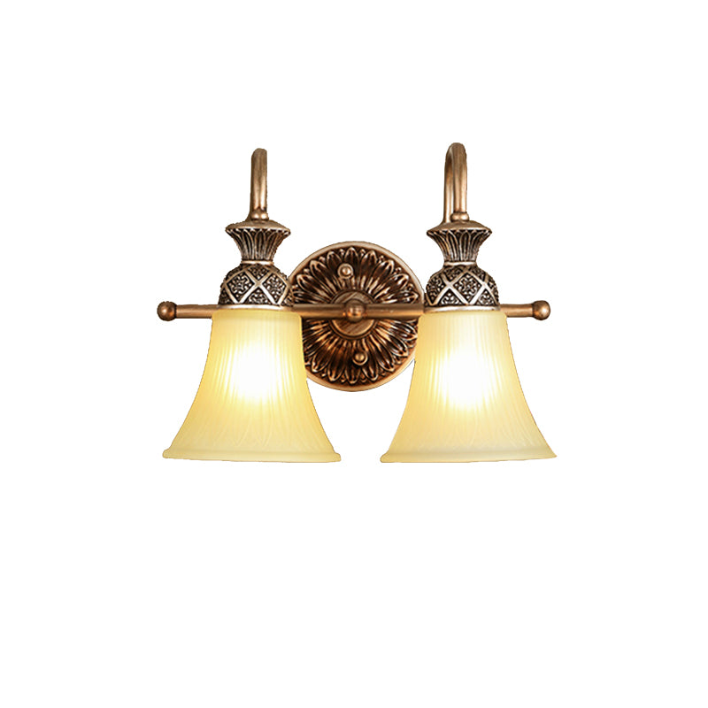 Luz de tocador de campana de vidrio esmerilado Classic 2/3 luces de la pared del baño Lámpara de pared en bronce