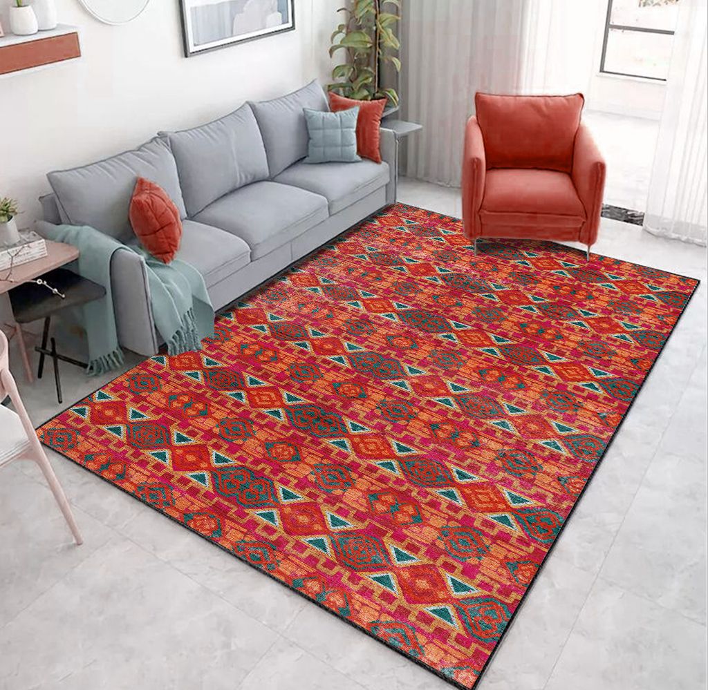 Restauratie Tribal Gedrukt Rug Multicolor Boheemse tapijt Synthetische Anti-slip Achterstijl Stain Resistant Pet Friendly Tap voor kamer