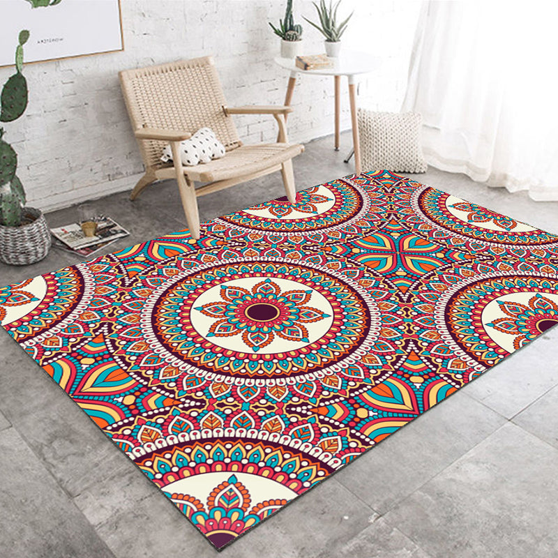 Restoration Tribal Printed Rug Multicolor Bohemian Carpet Synthetics Anti-Slip Backing Stain Resistant Pet Friendly Rug for Room