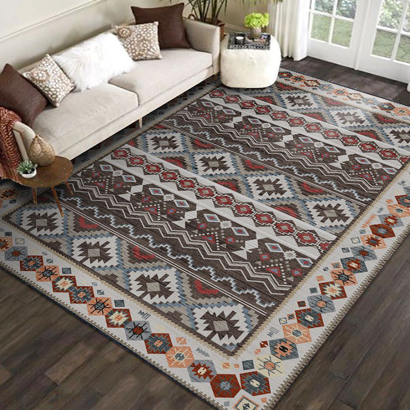 Restoration Tribal Printed Rug Multicolor Bohemian Carpet Synthetics Anti-Slip Backing Stain Resistant Pet Friendly Rug for Room