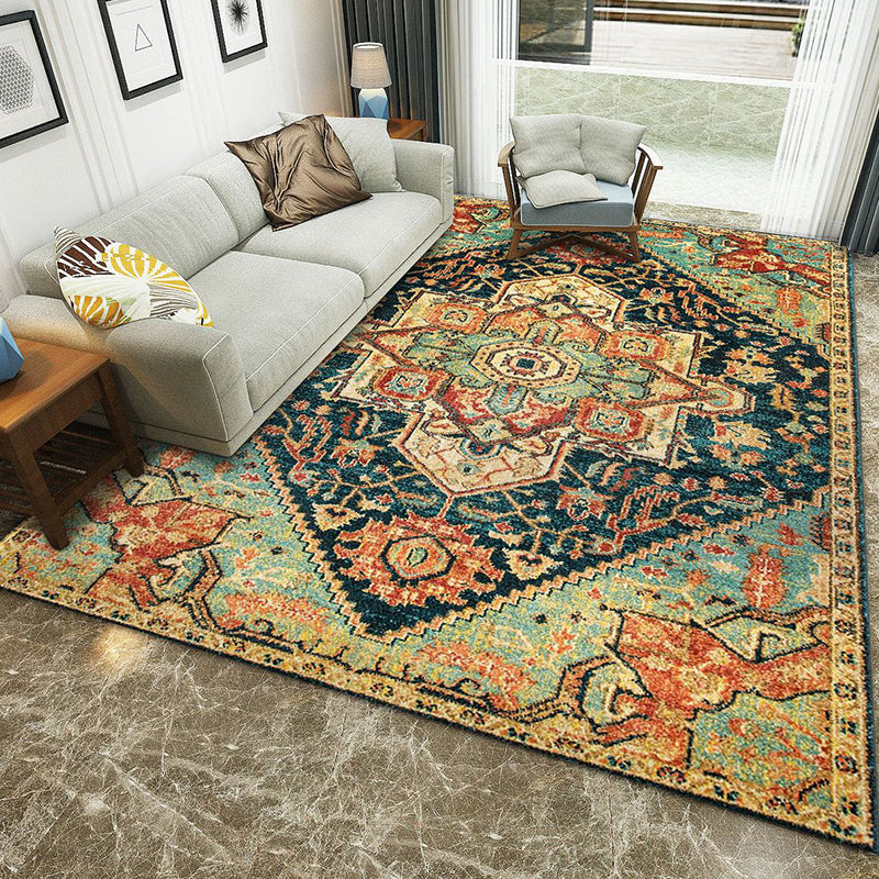 Restoration Tribal Printed Rug Multicolor Bohemian Carpet Synthetics Anti-Slip Backing Stain Resistant Pet Friendly Rug for Room