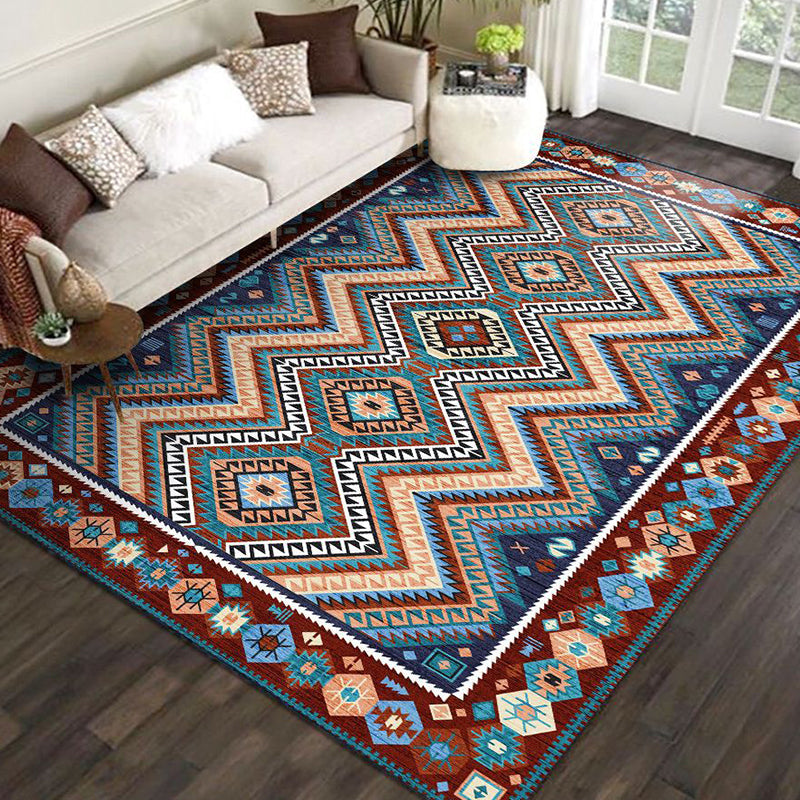 Restoration Tribal Printed Rug Multicolor Bohemian Carpet Synthetics Anti-Slip Backing Stain Resistant Pet Friendly Rug for Room