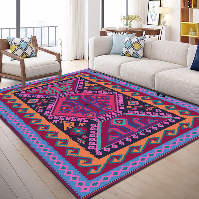 Restoration Tribal Printed Rug Multicolor Bohemian Carpet Synthetics Anti-Slip Backing Stain Resistant Pet Friendly Rug for Room