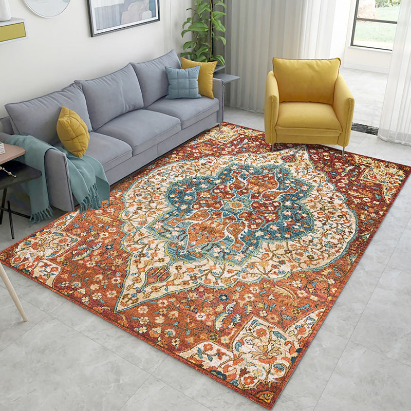 Restoration Tribal Printed Rug Multicolor Bohemian Carpet Synthetics Anti-Slip Backing Stain Resistant Pet Friendly Rug for Room