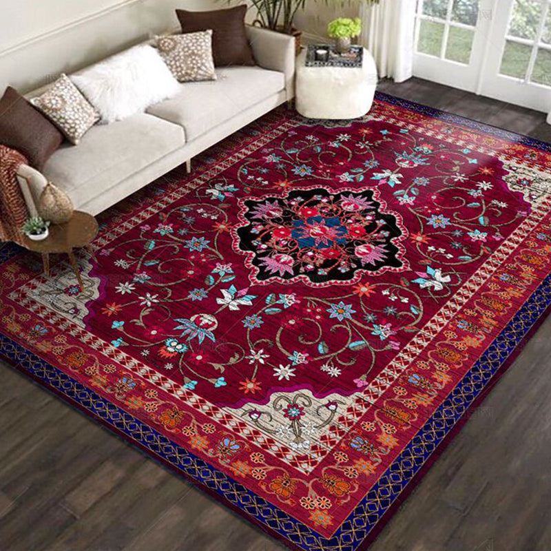 Restoration Tribal Printed Rug Multicolor Bohemian Carpet Synthetics Anti-Slip Backing Stain Resistant Pet Friendly Rug for Room