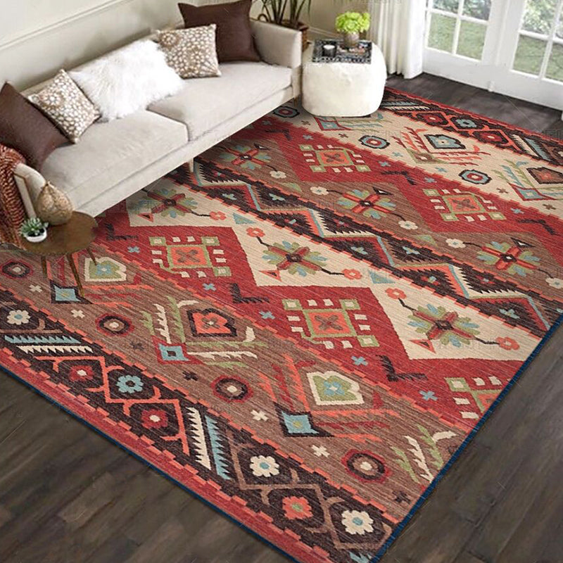 Restoration Tribal Printed Rug Multicolor Bohemian Carpet Synthetics Anti-Slip Backing Stain Resistant Pet Friendly Rug for Room