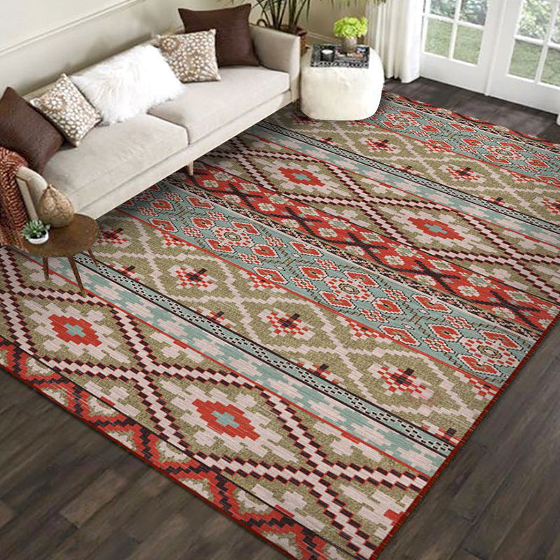 Restoration Tribal Printed Rug Multicolor Bohemian Carpet Synthetics Anti-Slip Backing Stain Resistant Pet Friendly Rug for Room