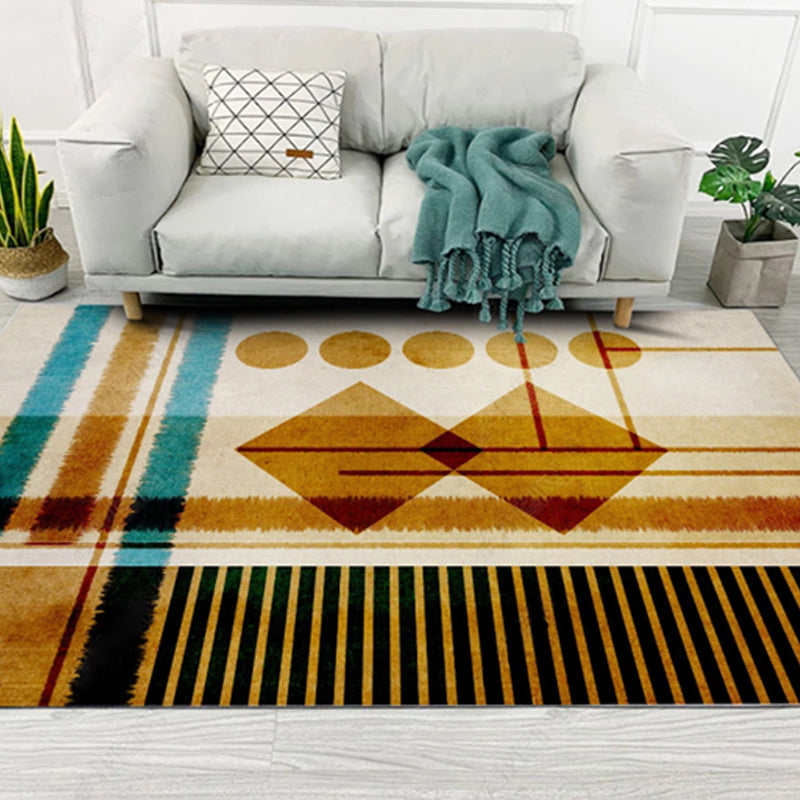 Colorful Bohemian Rug Multi-Colored Print Carpet Washable Non-Slip Backing Stain Resistant Rug for Living Room