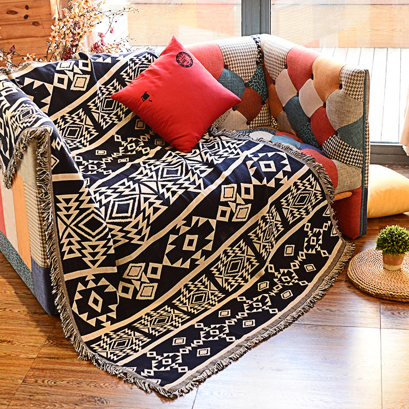 Blauw en wit boho tapijt synthetisch geometrisch print tapijt tapijt koker getrimd tapijt voor eetkamer