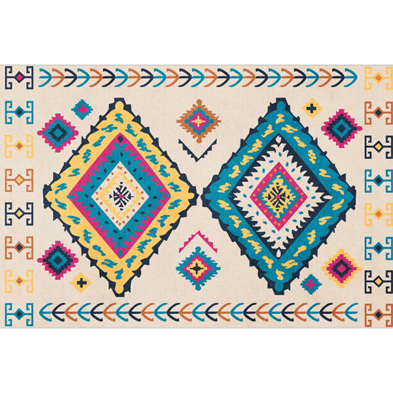 Nostalgie Tapis à motifs multicolores Polyester Bohême tapis Anti-slip Totage de teinture Résistant Wettable Washable pour la décoration intérieure