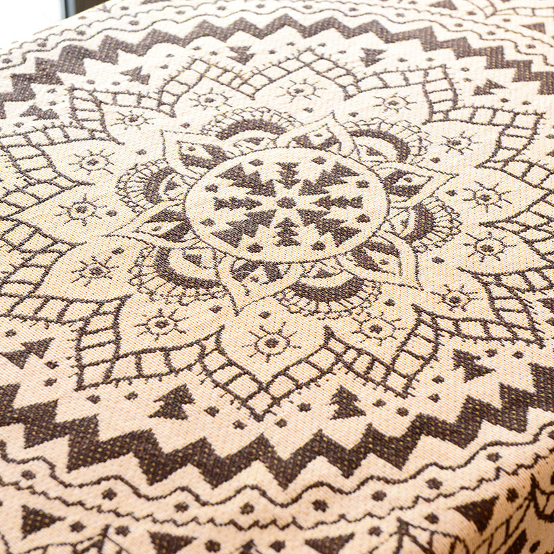 Ethnic Mandala Print Rug Black Bohemian Carpet Cotton Machine Wash Rug for Home Decoration