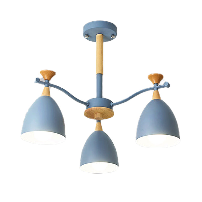 Contemporary Cone Chandelier Pendant Light Metal 3/6/8 Lights Hanging Ceiling Light in Grey/White/Green for Bedroom