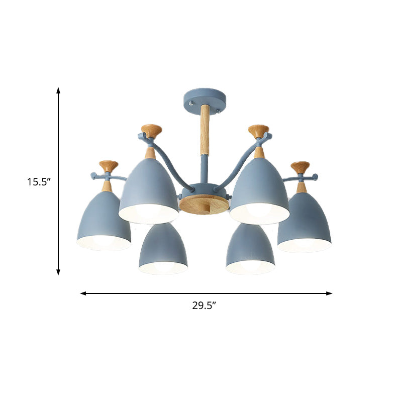 Contemporary Cone Chandelier Pendant Light Metal 3/6/8 Lights Hanging Ceiling Light in Grey/White/Green for Bedroom