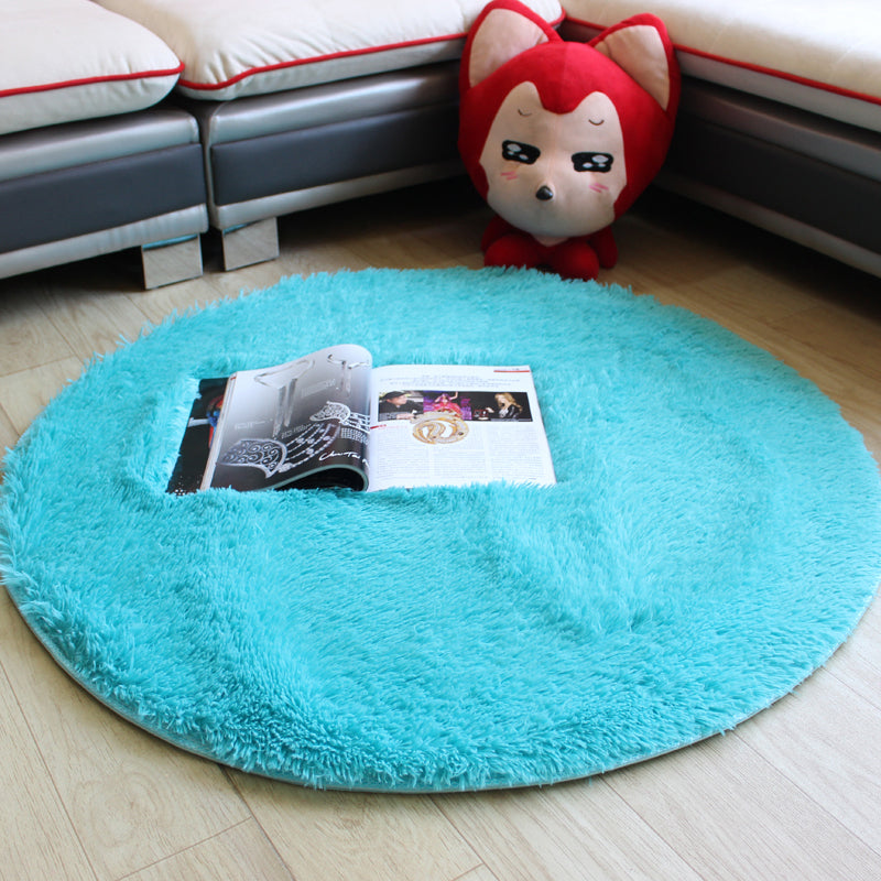 Fluffy Multicolor Plain Rug Synthetics Casual Carpet Non-Slip Backing Machine Washable Rug for Living Room