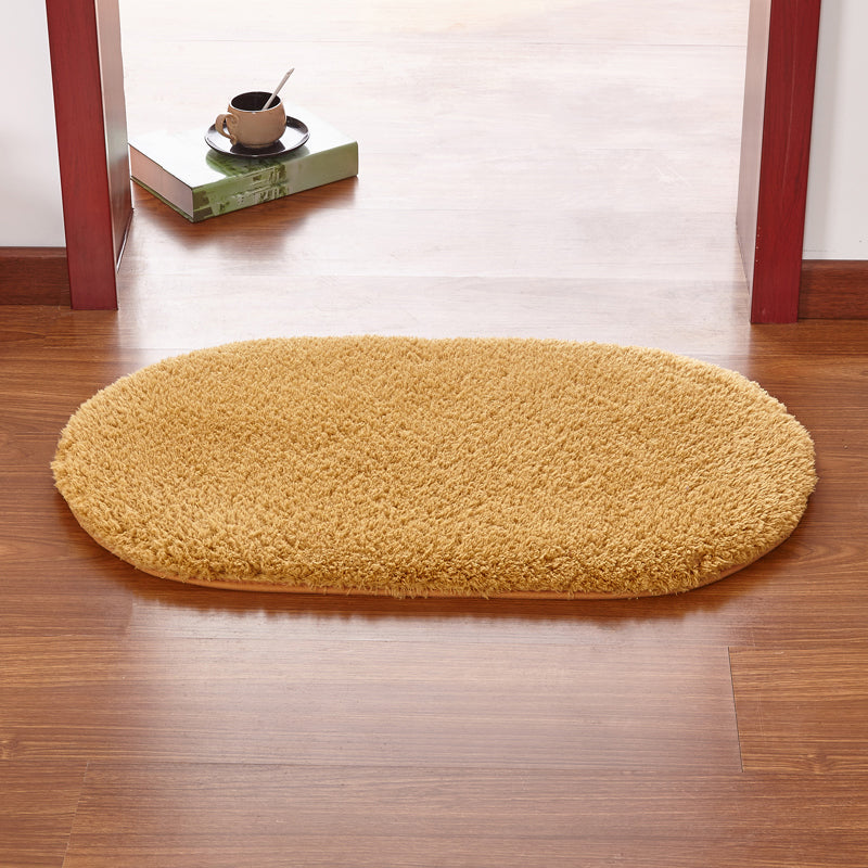 Multicolor Front Door Rug Casual Plain Carpet Faux Wool Anti-Slip Backing Handmade Rug