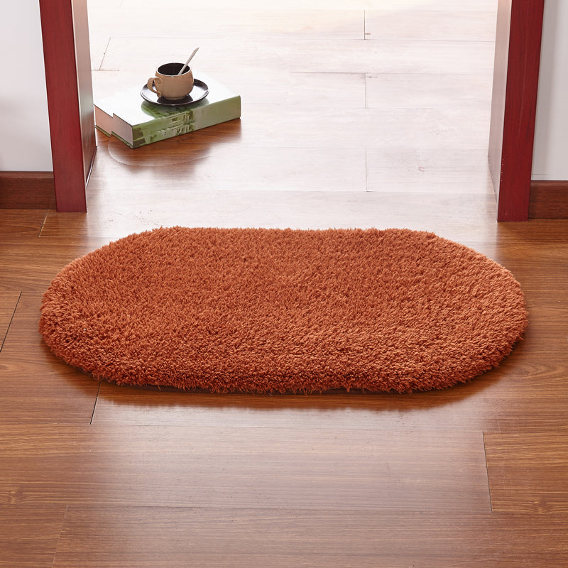 Multicolor Front Door Rug Casual Plain Carpet Faux Wool Anti-Slip Backing Handmade Rug