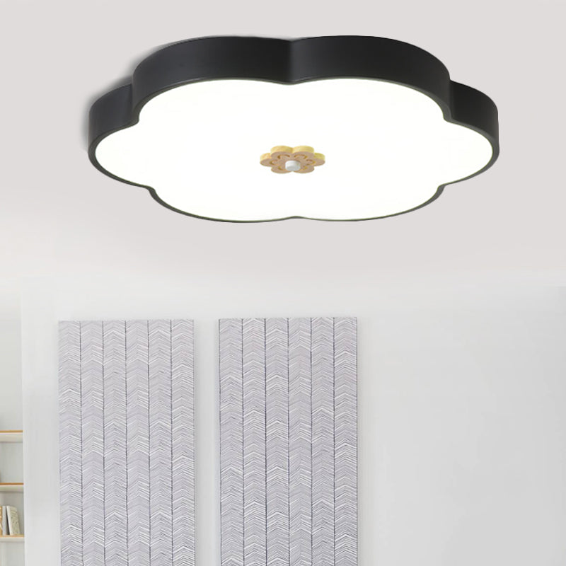 12"/16" Dia Flower Flush Mount Fixture Modern Style Metal LED Black/White Ceiling Mounted Light with Acrylic Diffuser