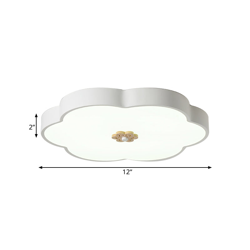 12 "/16" Dia Flower Flush Mount Fixture Modern Style Metal LED Black / White Ceiling Mounted Light with Acrylic Diffuser