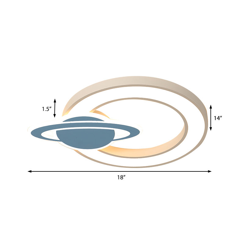 Acryl Planet Shade Flush Pendelleuchte im nordischen Stil LED weiße Deckenleuchte für Kinderzimmer, warmes/weißes Licht