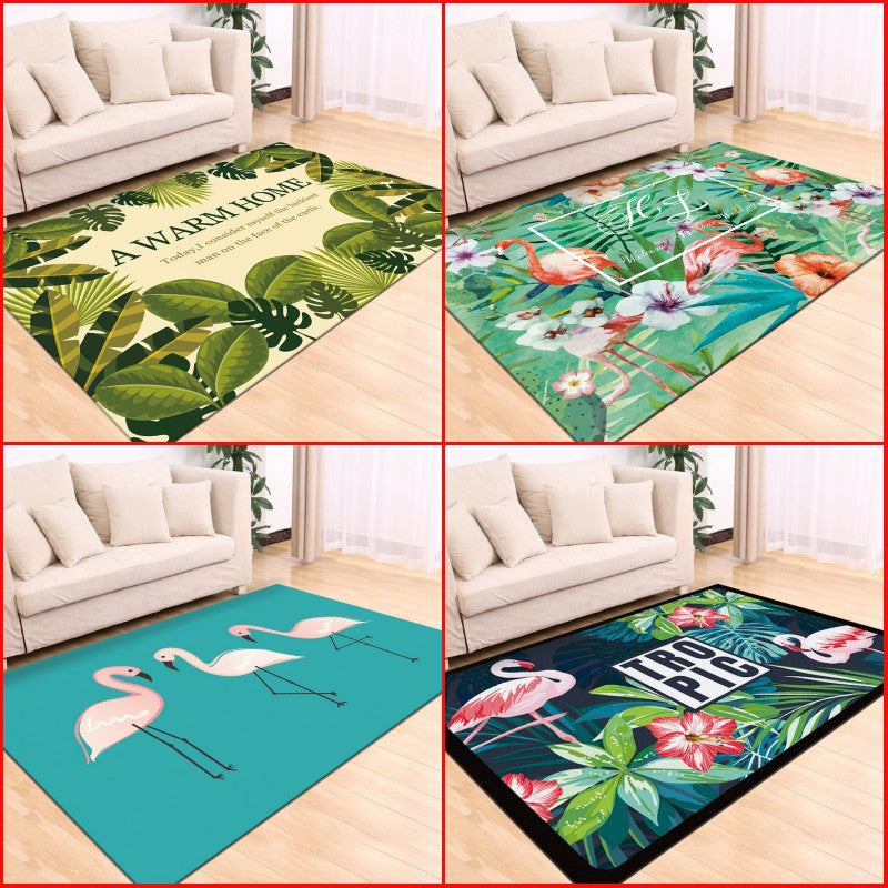 Classic Tropix Indoor Rug Multi-Color Flamingo Carpet Anti-Slip Backing Stain Resistant Machine Washable Rug for Family Room