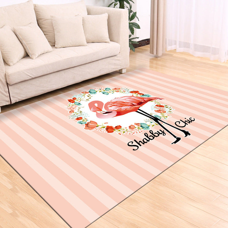 Classic Tropix Indoor Rug Multi-Color Flamingo Carpet Anti-Slip Backing Stain Resistant Machine Washable Rug for Family Room