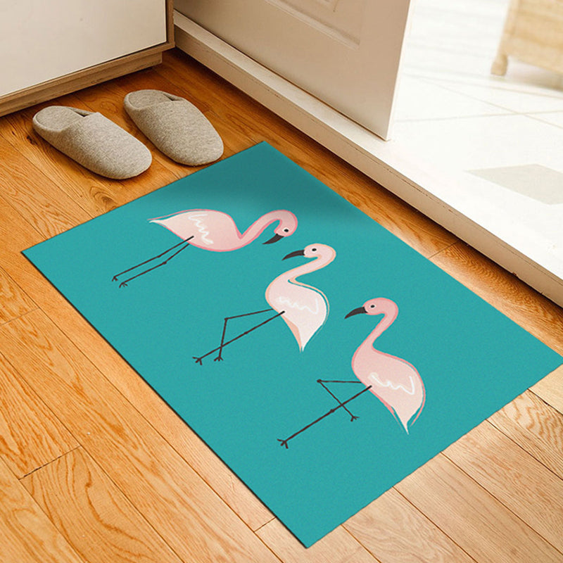 Classic Tropix Indoor Rug Multi-Color Flamingo Carpet Anti-Slip Backing Stain Resistant Machine Washable Rug for Family Room