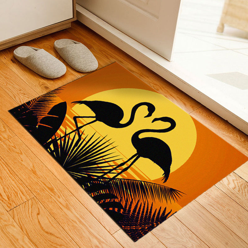 Classic Tropix Indoor Rug Multi-Color Flamingo Carpet Anti-Slip Backing Stain Resistant Machine Washable Rug for Family Room