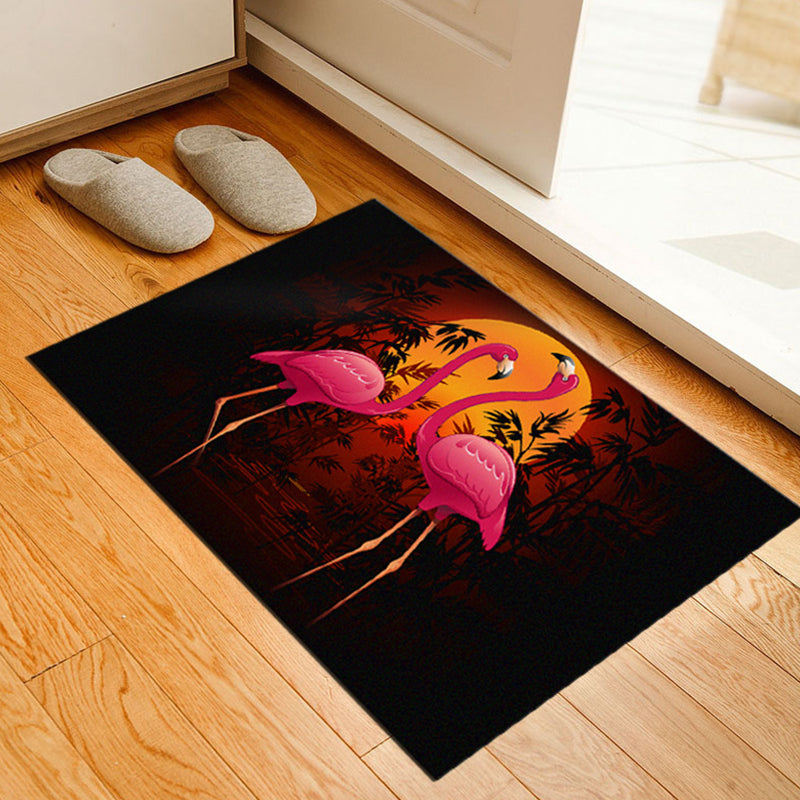 Classic Tropix Indoor Rug Multi-Color Flamingo Carpet Anti-Slip Backing Stain Resistant Machine Washable Rug for Family Room