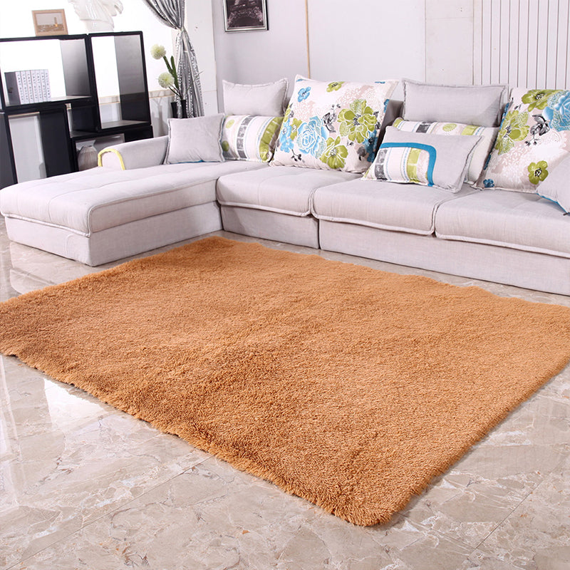 Puffy Multicolor Plain Rug Synthetics Minimalist Carpet Pet Friendly Anti-Slip Washable Rug for Living Room