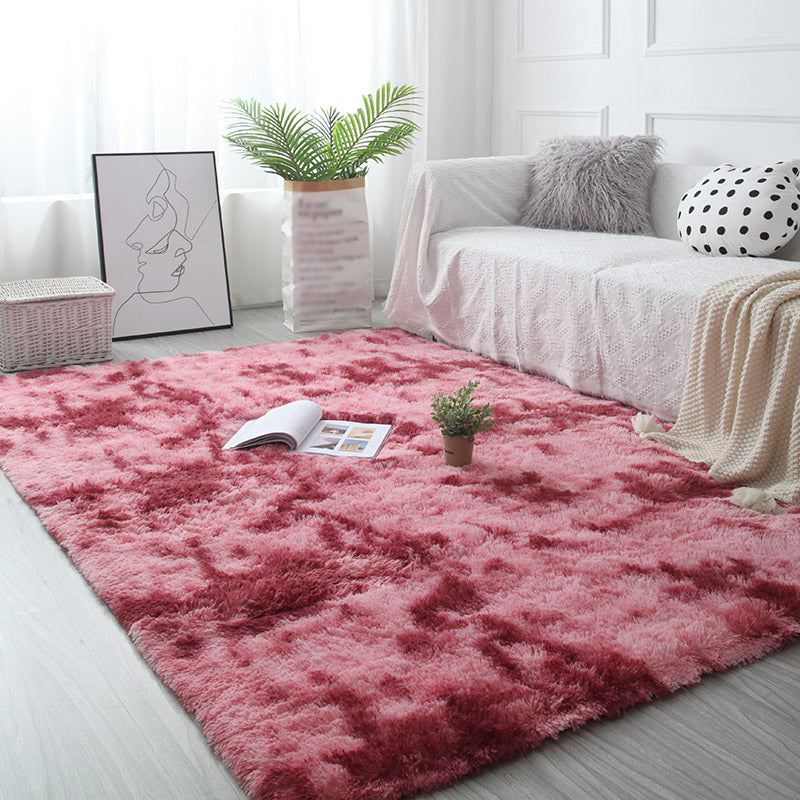 Puffy Multicolor Plain Rug Synthetics Minimalist Carpet Pet Friendly Anti-Slip Washable Rug for Living Room