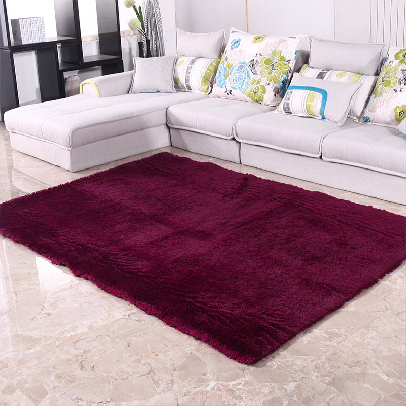 Puffy Multicolor Plain Rug Synthetics Minimalist Carpet Pet Friendly Anti-Slip Washable Rug for Living Room