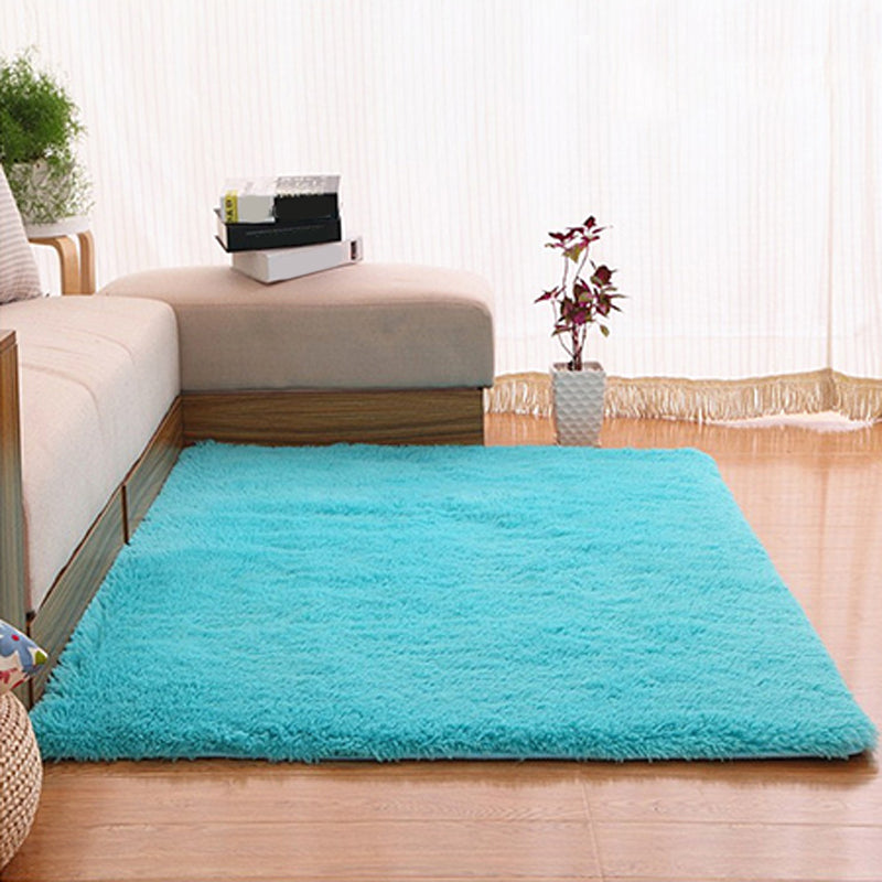 Puffy Multicolor Plain Rug Synthetics Minimalist Carpet Pet Friendly Anti-Slip Washable Rug for Living Room