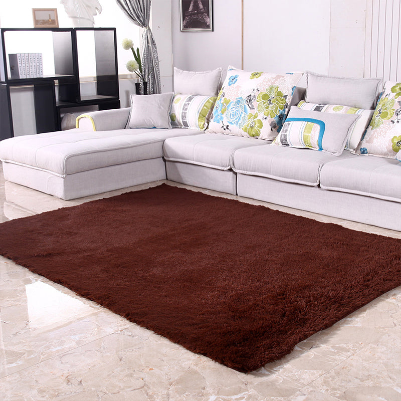 Puffy Multicolor Plain Rug Synthetics Minimalist Carpet Pet Friendly Anti-Slip Washable Rug for Living Room