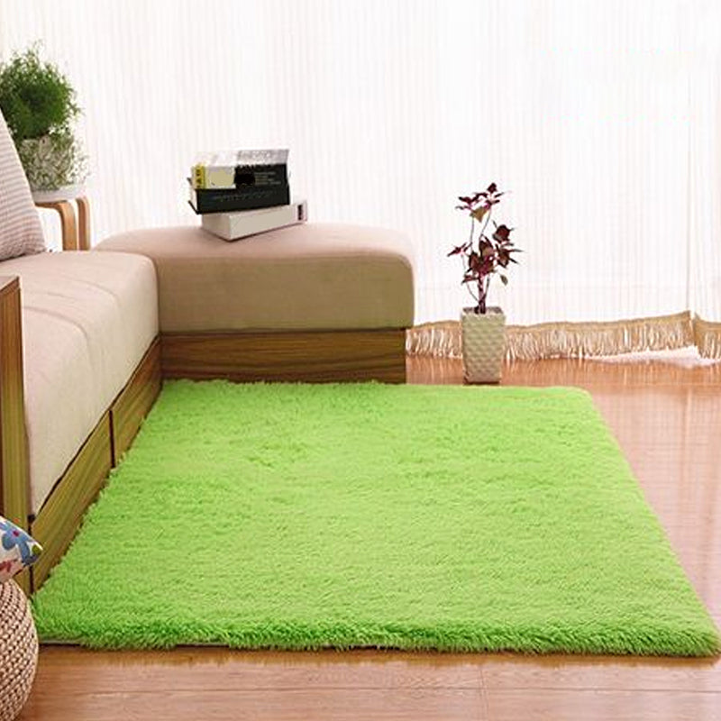 Puffy Multicolor Plain Rug Synthetics Minimalist Carpet Pet Friendly Anti-Slip Washable Rug for Living Room