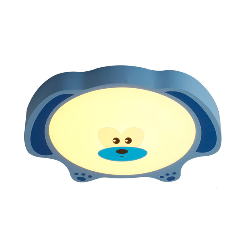 Bear Flush Mount Fixture Cartoon Style Acrylic and Metal LED Blue/Pink Flushmount Lighting for Children Room