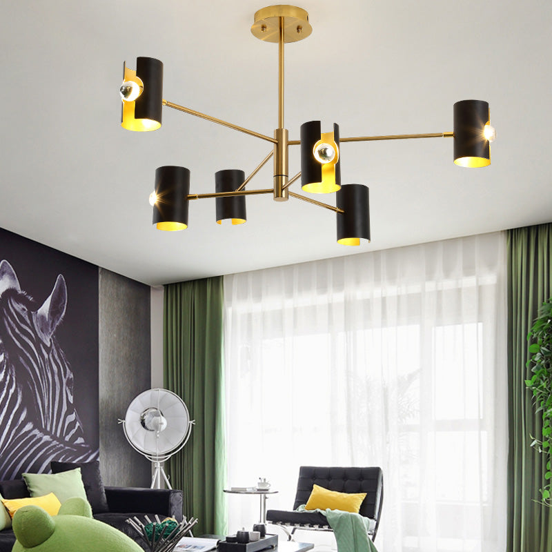 Modernism Starburst Chandelier Pendant Light Metal 4/6/8 Lights Hanging Ceiling Light in Black