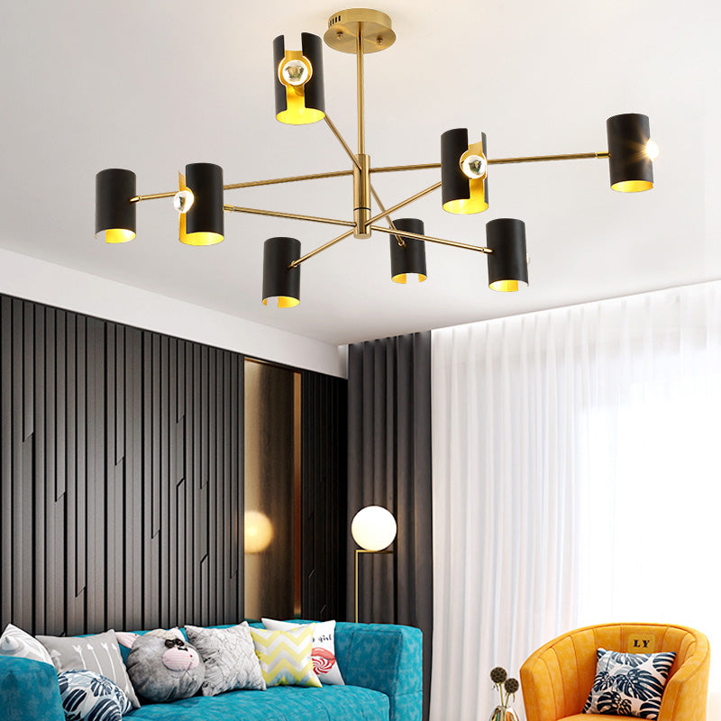 Modernism Starburst Chandelier Pendant Light Metal 4/6/8 Lights Hanging Ceiling Light in Black