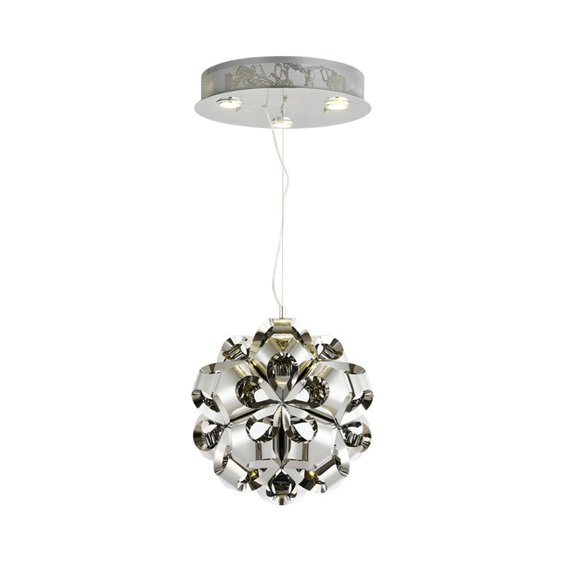 Stainless Steel Flower Chandelier Light Fixture Modernism Metal 4 Lights Pendant Light Fixture for Bedroom