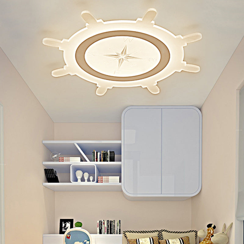 Rudder Acrylic Shade Flush Ceiling Light Modern Style LED White Ceiling Lamp for Child Bedroom