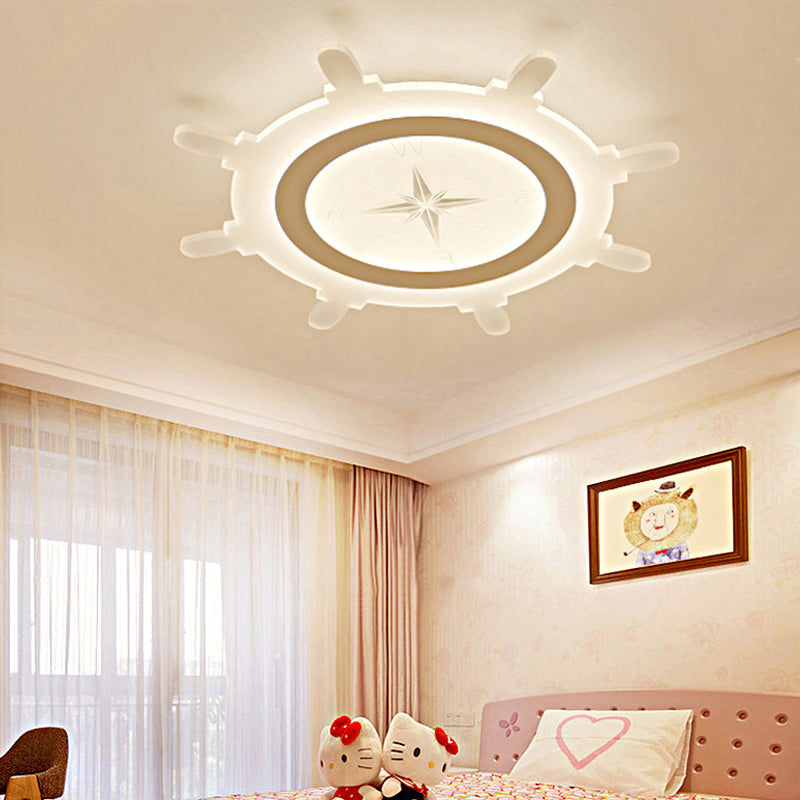 Rudder Acrylic Shade Flush Ceiling Light Modern Style LED White Ceiling Lamp for Child Bedroom