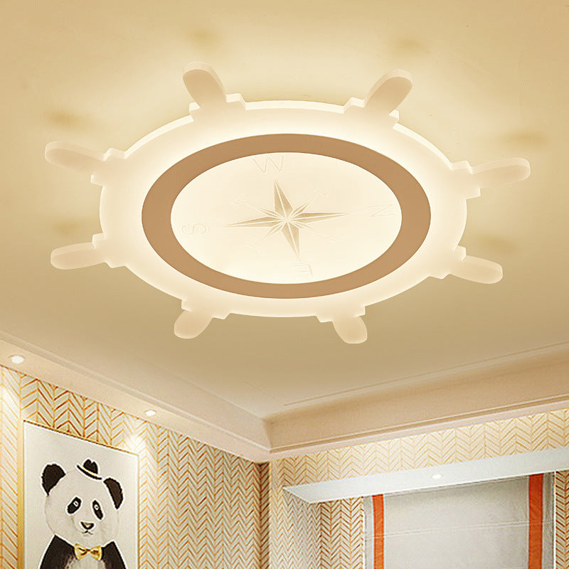 Rudder Acrylique Shade Flush Ceiling Light Modern Style LED White Ceiling Lamp for Child Bedroom