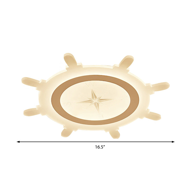 Lámpara de techo empotrada de acrílico con sombra de timón, lámpara de techo blanca LED de estilo moderno para dormitorio infantil