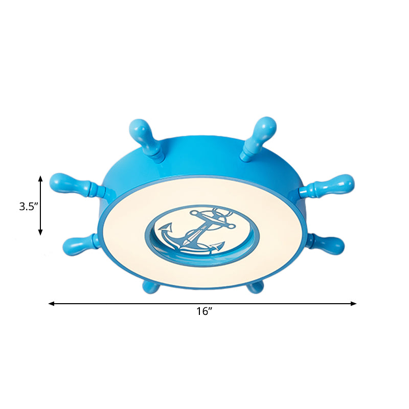 DEL Bedroom Flush Mount Fixture Cartoon Stylish Blue Ceiling Lighting with Rudder Acrylic Shade